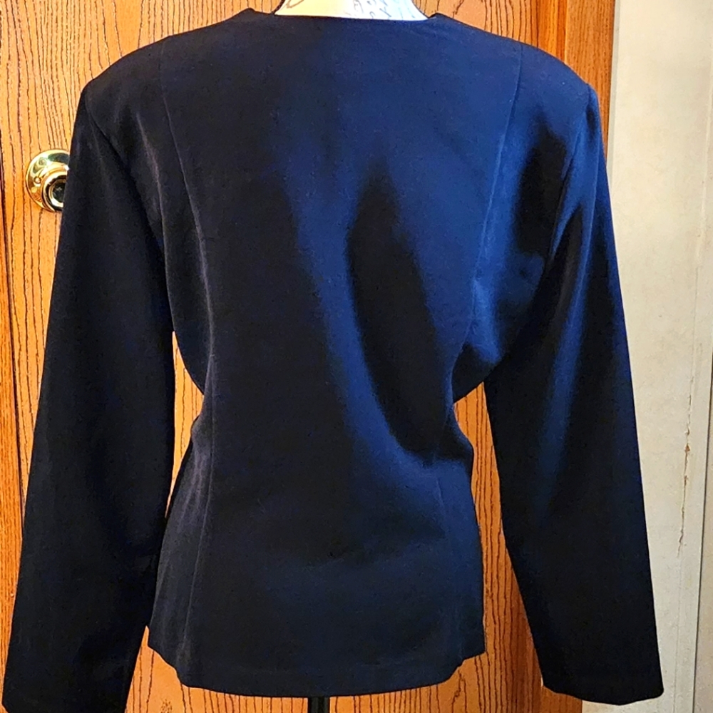 Vintage Chad's Place Velour Black Jacket / Blazer size 16 - Picture 3 of 5